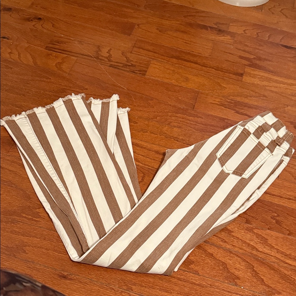 Striped rust and White Women's Pants